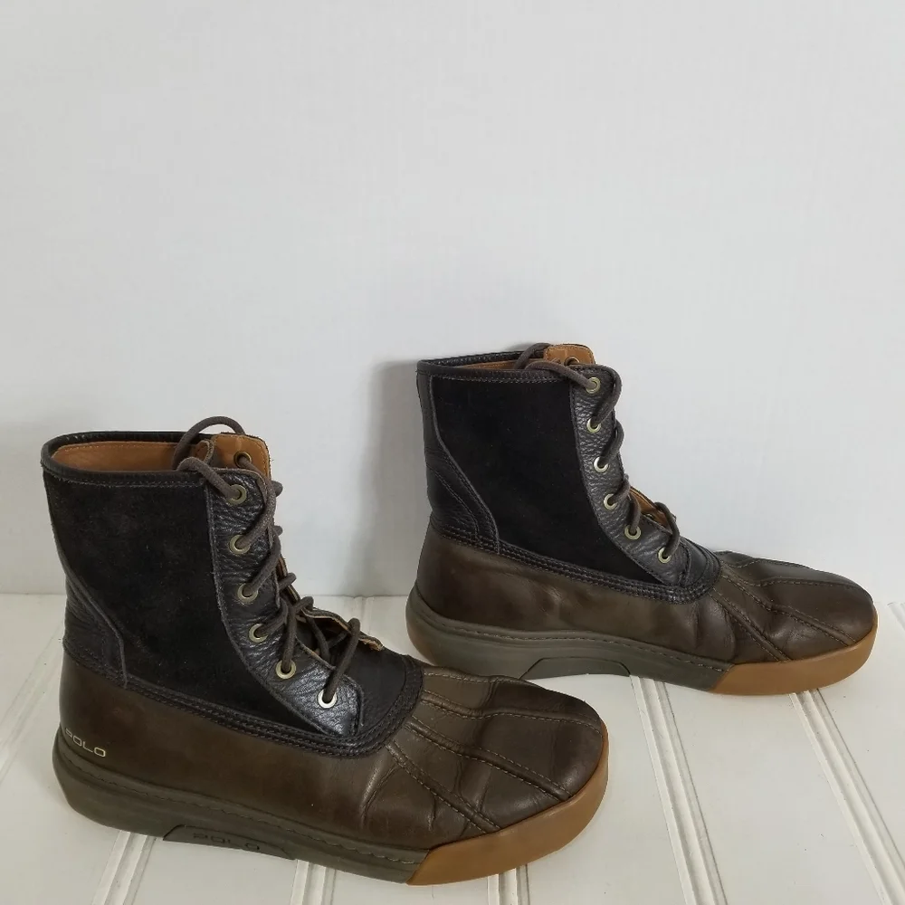 Polo Ralph Lauren Boots 11.5 Declan Leather Water Repellent Outdoor Dark Brown R